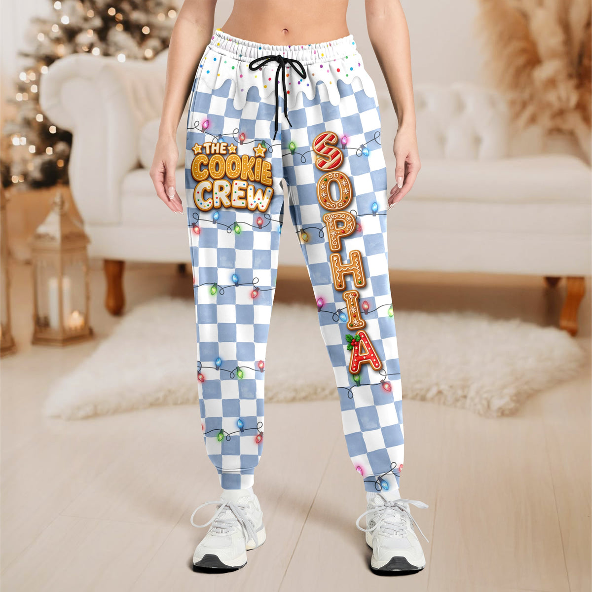 Personalized The Cookie Crew Christmas Sweatpants And Pajamas Pants For Family, Custom Name Holiday Pants LM32 670121