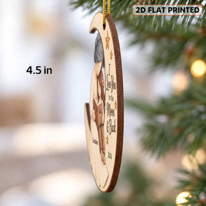 Grandma Grandkid Reading On Moon 2D Flat Printed - Personalized Wooden Ornament - Christmas Gift For Grandkid, Grandson, Granddaughter