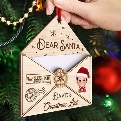 3D Letter To Santa Personalized Wooden Ornament, Christmas Gift For Little Ones