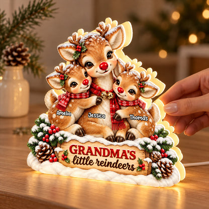Grandma's Little Reindeers - Personalized Light Box - Heartfelt Christmas Gift for Grandma