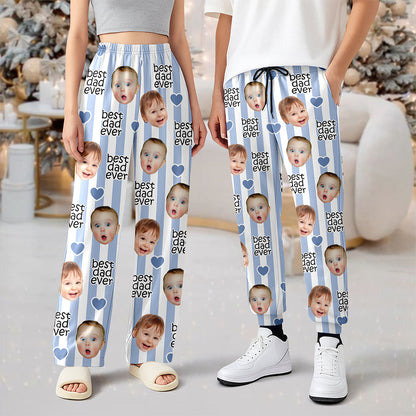 Custom Baby Face Best Dad, Mom Ever with Heart Family Sweatpants LM32 670111