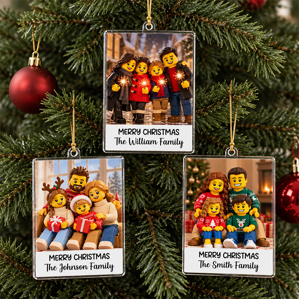 Custom Lego Family Photo Merry Christmas Acrylic Ornament CH07 180710
