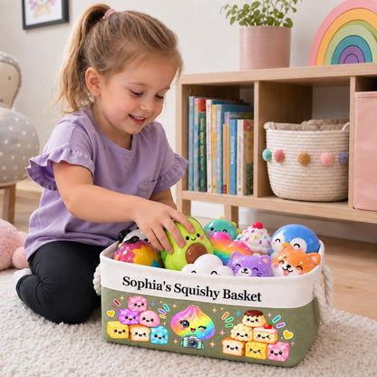 Custom Name Kawaii Squishy Toy Gifts for Kids - Personalized Storage Basket