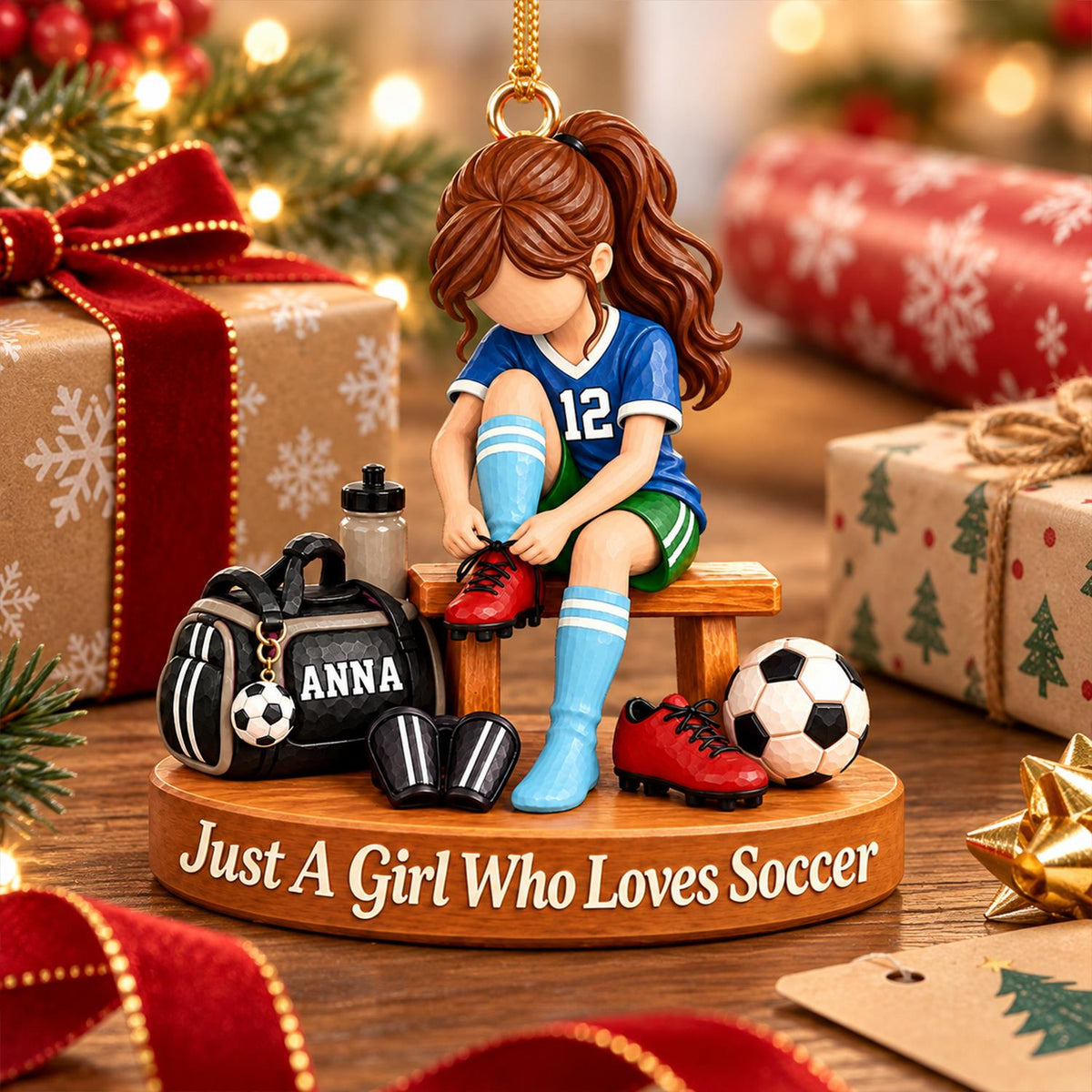Personalized Soccer Player Ornament, Custom Name Soccer Player Gift Vr2