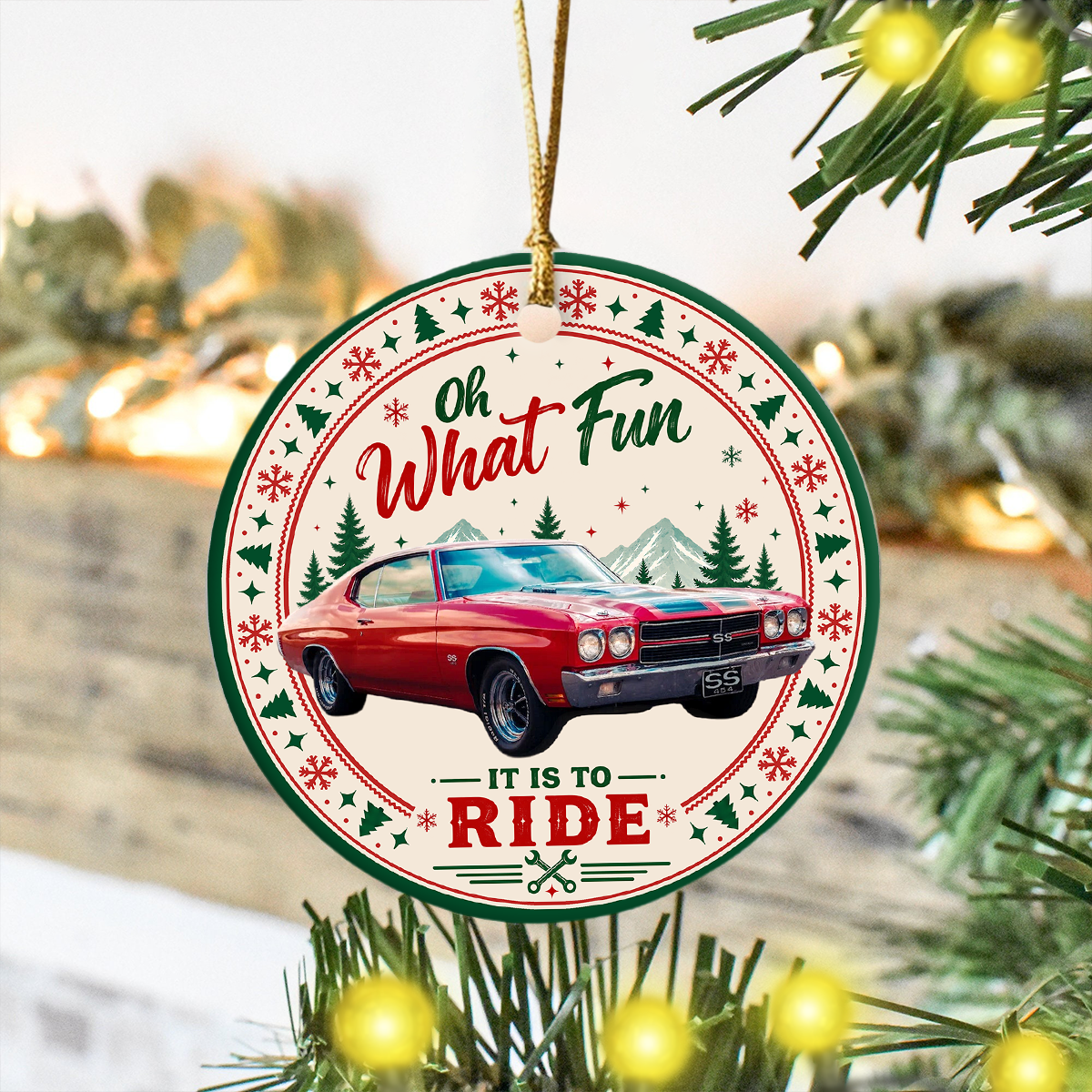 Custom Car Photo Oh What Fun It's To Ride Acrylic Ornament, Christmas Gift for Car Lovers CH07 180572
