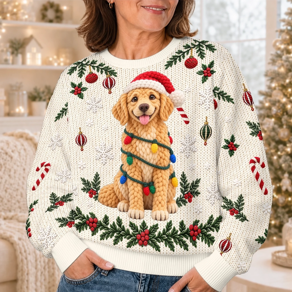 Custom Pet Photo Christmas Gifts for Dog Lovers - Personalized Sweatshirt