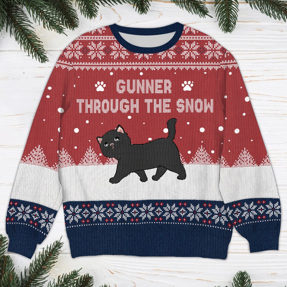Cat Through The Snow Ugly Sweater Personalized Gift HO82 893100