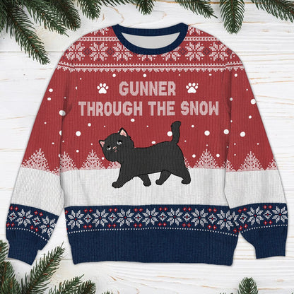 Cat Through The Snow Ugly Sweater Personalized Gift HO82 893100