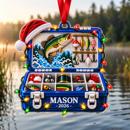 Personalized Fishing Tackle Box 3D Christmas Acrylic Ornament, Custom Acrylic Hanging Decor For Fisherman And Dad CH07 180780