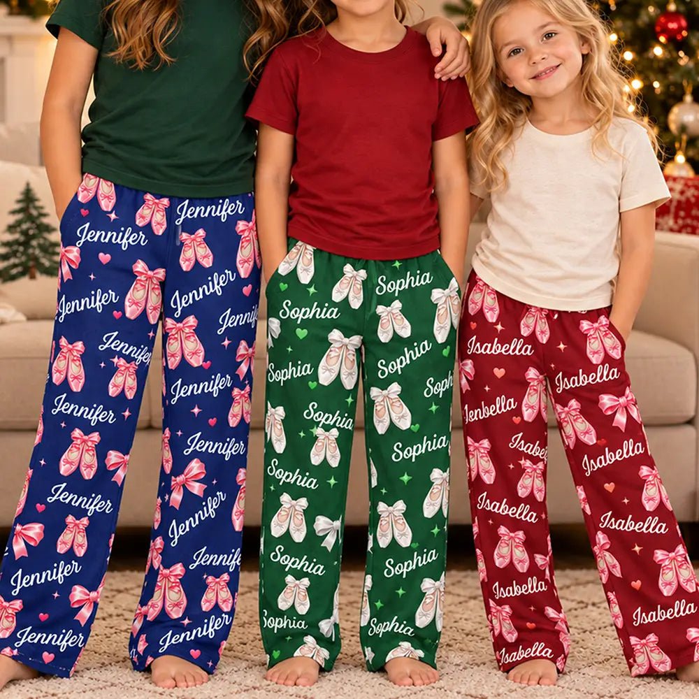 Ballet Gift For Teen Girls - Personalized Coquette Bow Pajama Pants