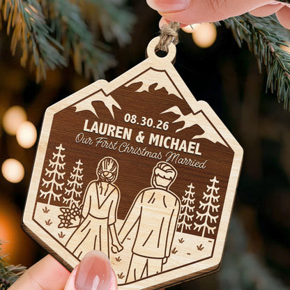 Our First Christmas Married - Forest Couples - Personalized Ornament