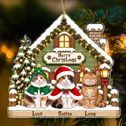 Custom Cat Photo Meowy Catmas Acrylic Ornament, Personalized Christmas Keepsake LM32 670367