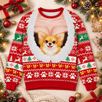 Custom Christmas Sweatshirt, Gift for Pet Lovers • My Baby Is Here - Personalized All-Over-Print Sweatshirt