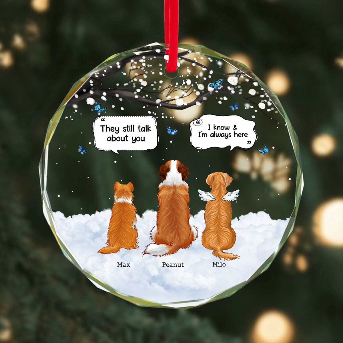 Pet Dog Cat Memorial Keepsake Sympathy Gift Personalized Glass Ornament