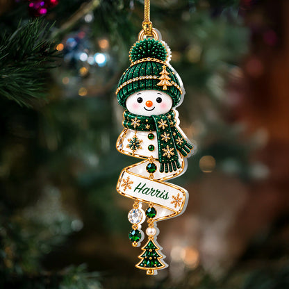 Christmas Snowman Spiral - Personalized 1-Layer Acrylic Ornament
