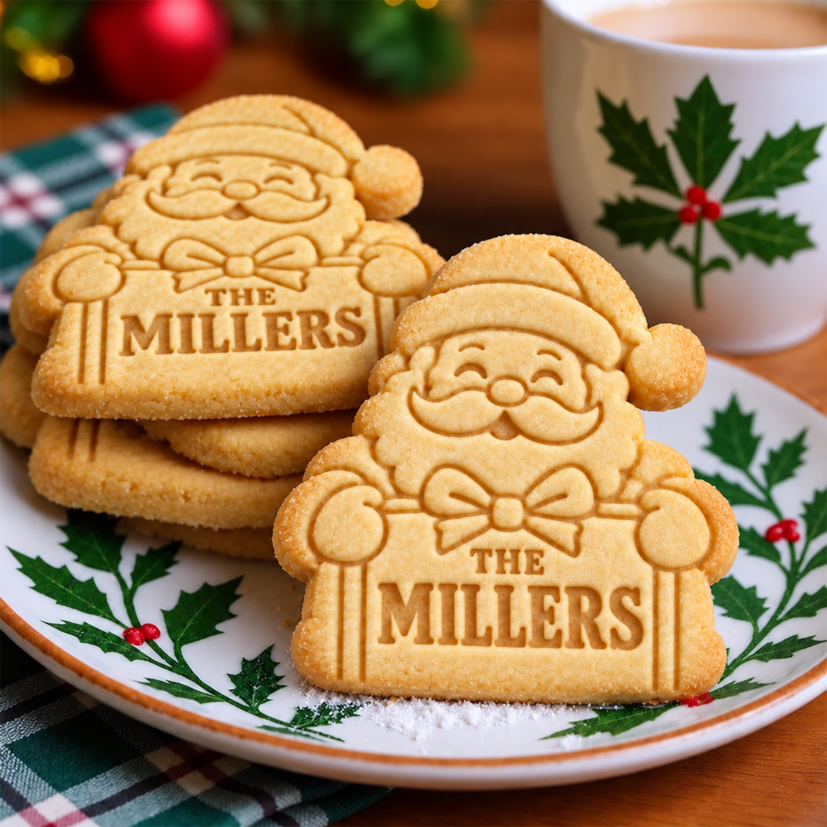 Personalized Family Name Santa Christmas Cookie Cutter & Stamp, Personalized Holiday Baking Gift CH07 181098