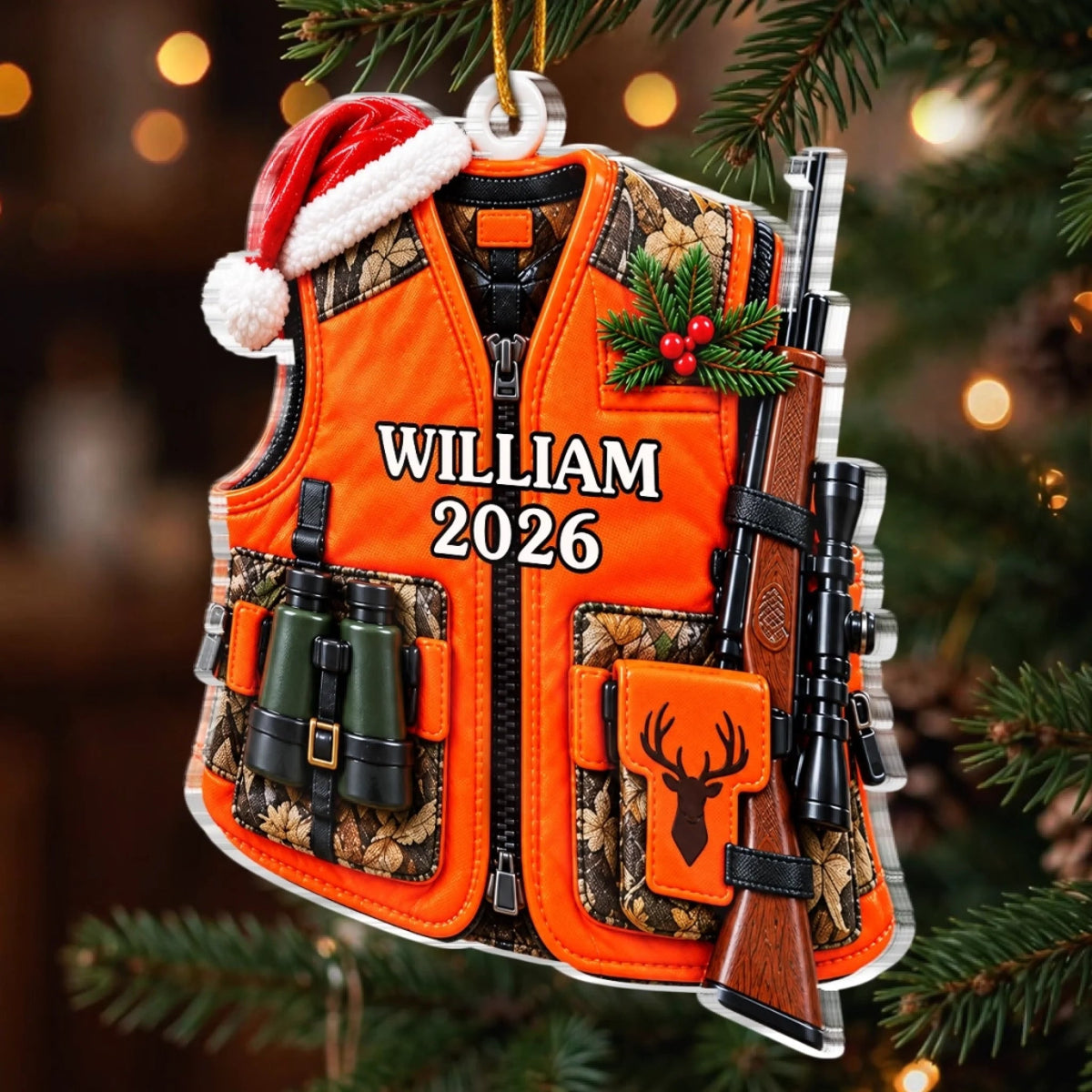 Custom Name Hunting Christmas Gifts for Hunters - Personalized Acrylic Ornament