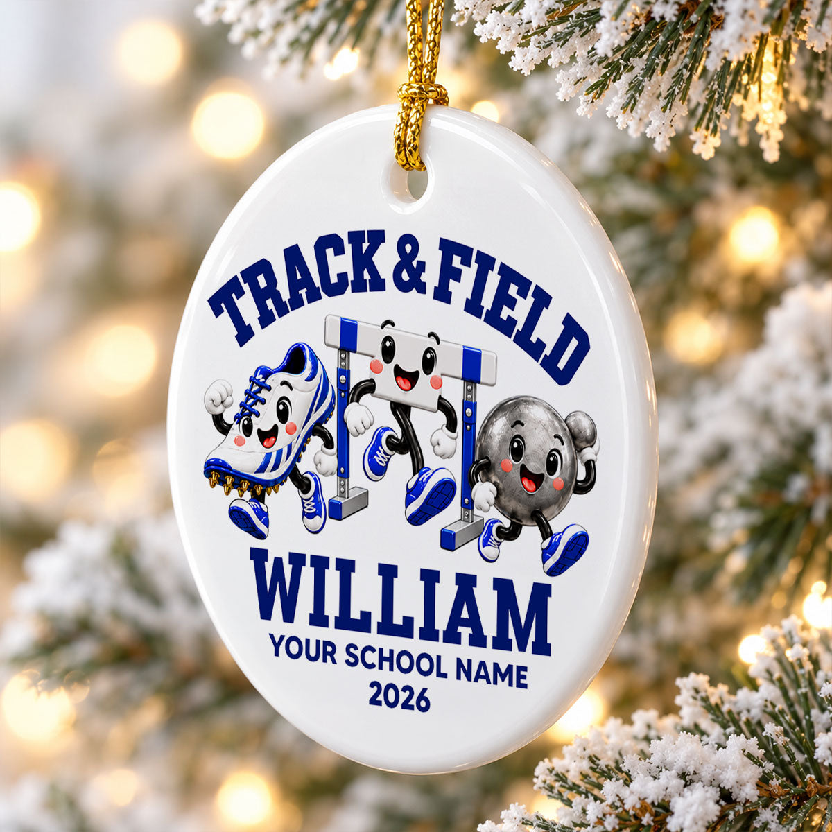Cute Track & Field Sports - Personalized Ceramic Ornament - Christmas Gift For Track & Field Athletes, Son, Daughter, Grandson, Granddaughter