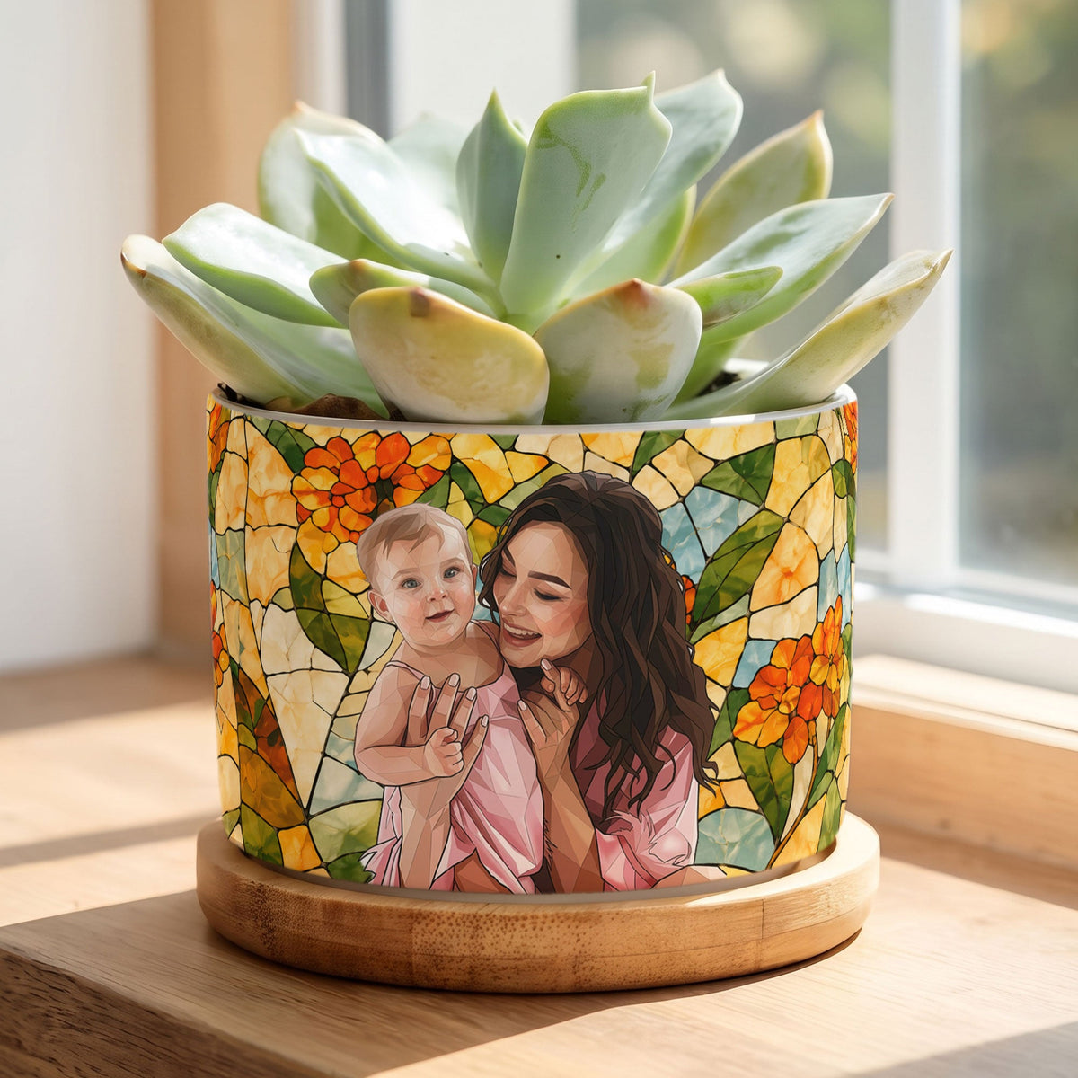 Custom Photo Mom & Her Children Gifts For Her, Wife, Mom, Daughter - Personalized Plant Pot