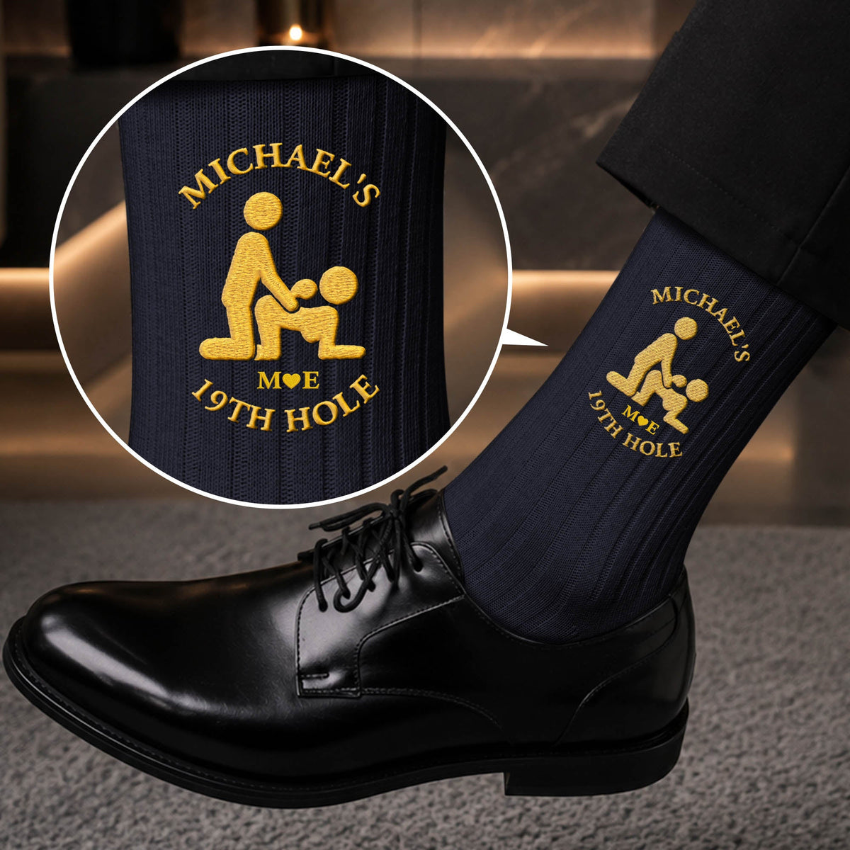 19th Hole Adult Humor Golf Gift Spicy Gift For Him, Husband, Boyfriend - Personalized Embroidered Socks