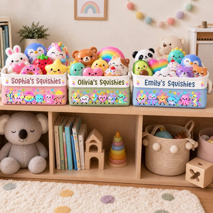 Custom Name Kawaii Squishy Collection Gifts for Kids - Personalized Storage Basket
