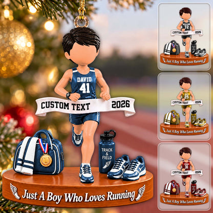 Just A Girl Who Loves Running Ornament, Personalized Track & Field Runner Christmas Ornament, Custom Name Gift Na02