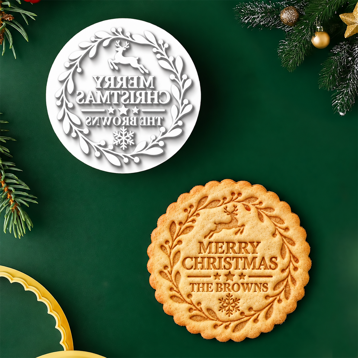 Custom Family Name Merry Christmas Cookie Stamp HA75 919628