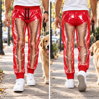 Personalized Funny Hairy Legs Men's Red See Through Sweatpants HO82 904136