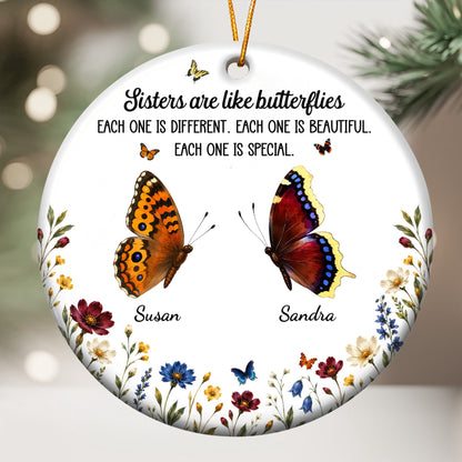 Custom Birth Month Butterflies Gift For Sister Friend Sibling - Personalized Ornament