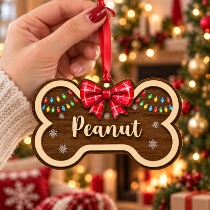 Custom Name Dog Bone Christmas Layer Wood Ornament Holiday Gift for Dog Lovers LM32 670099