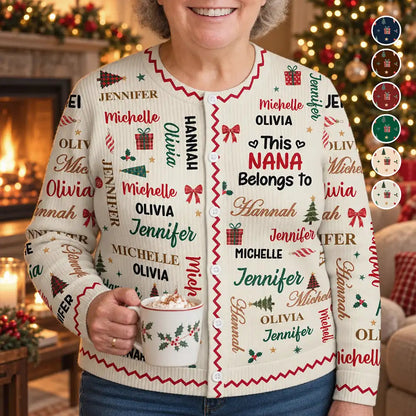 Christmas Gift For Grandma Nana - Personalized Kids Names Cardigan