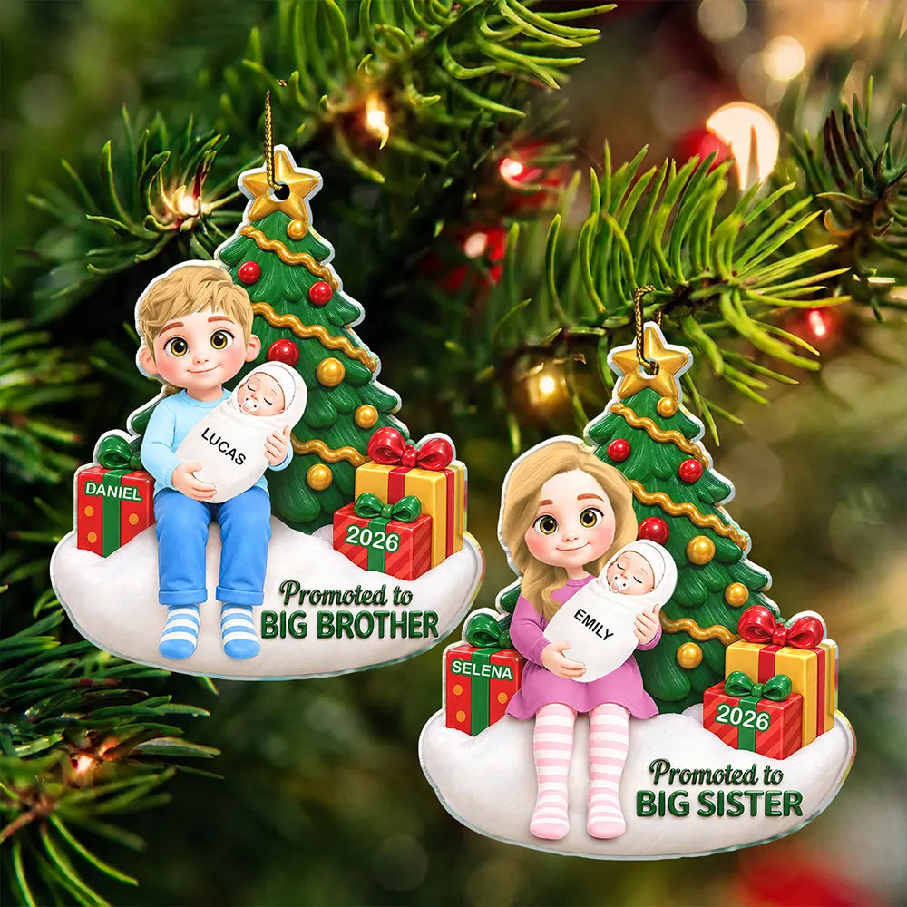 Baby First Christmas Gift For Big Brother Or Sister - Personalized Acrylic Ornament
