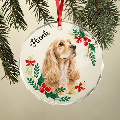 Custom Dog Photo And Name Flower Glass Ornament, Personalized Christmas Tree Decoration for Pet Lovers LM32 670361