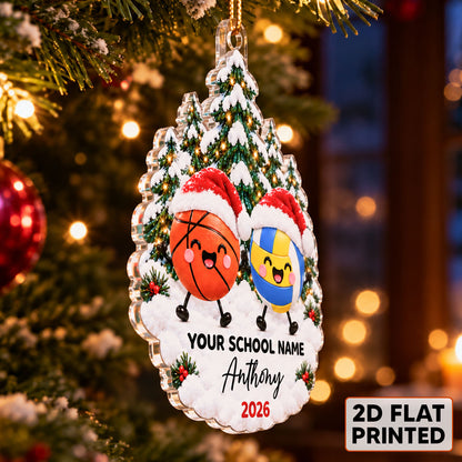 Cute Sports Soccer Football Baseball Volleyball Christmas – Personalized Acrylic Ornament - Christmas Gift For Kids, Grandkids