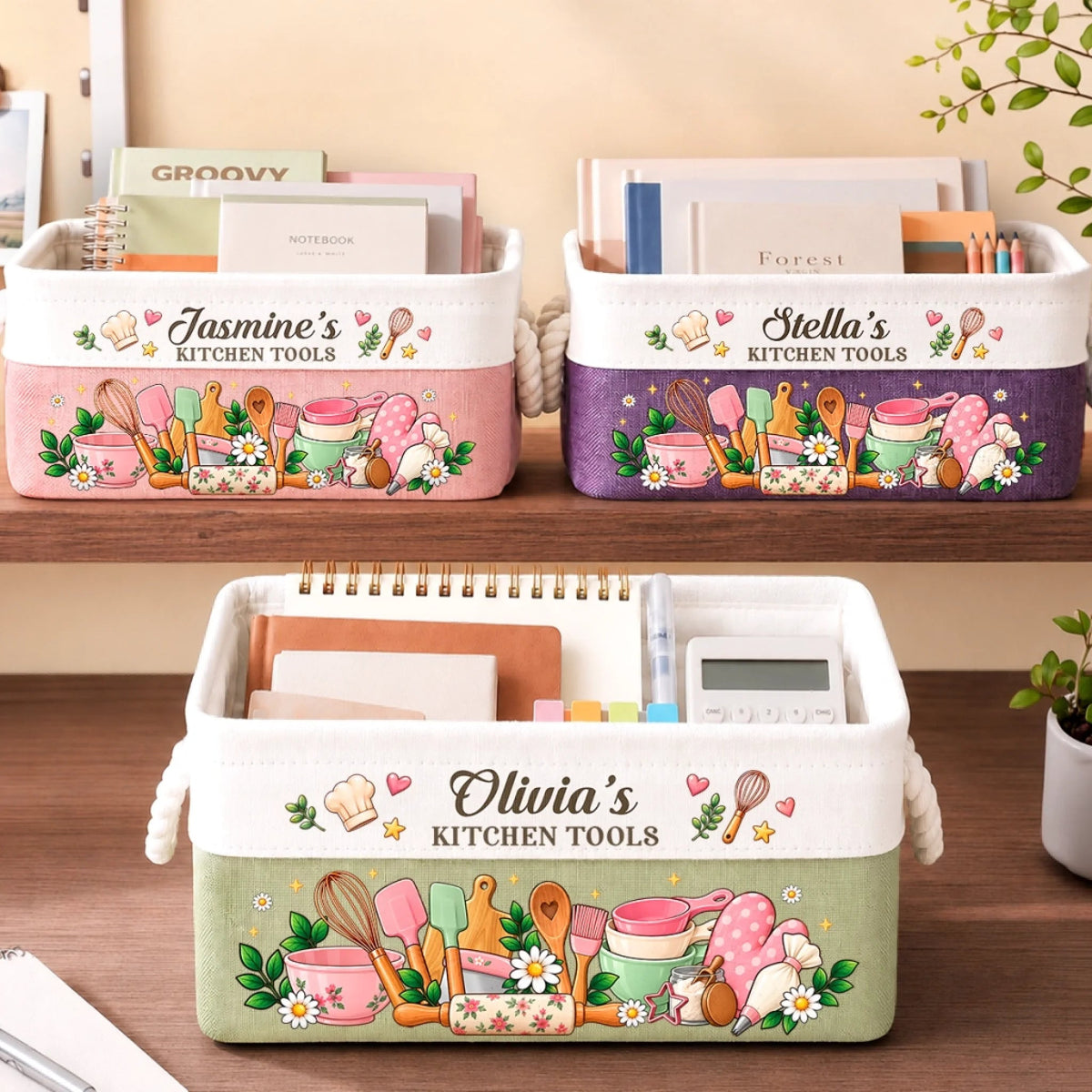 Custom Name Kitchen Tools Gifts for Bakers - Personalized Storage Basket - Dream Cookies