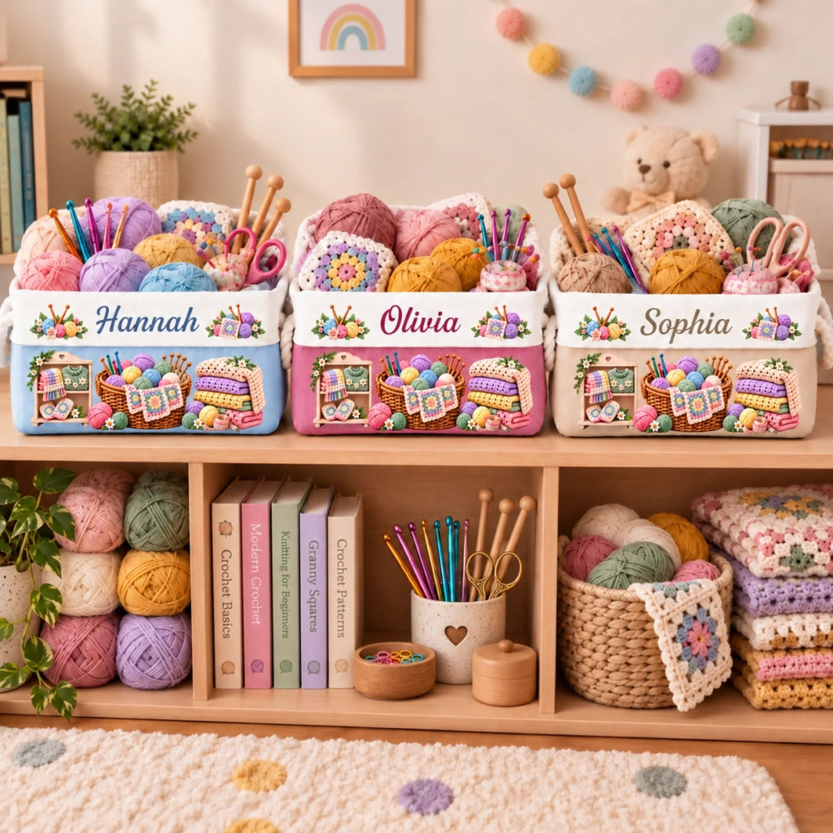 Custom Knitting Crochet Gifts For Crocheters, Crafters, Women - Personalized Storage Basket