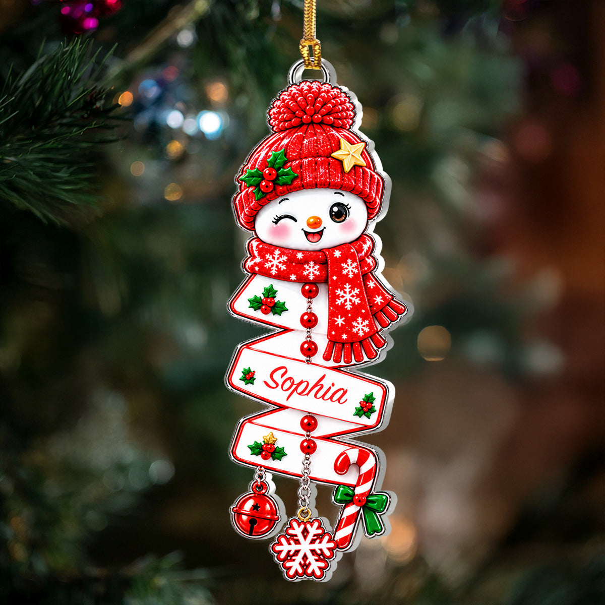 Snowman Spiral - Personalized 1-Layer Acrylic Ornament
