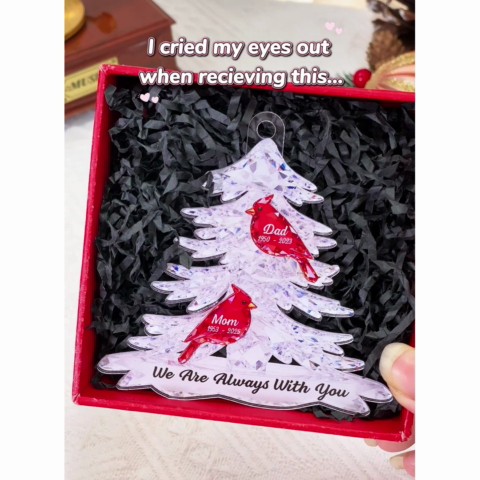Heartwarming Cardinals Memorial Always With You 2D Flat Printed - Personalized Acrylic Ornament - Remembrance Gift, Sympathy Gift For Whole Family, Extended Family