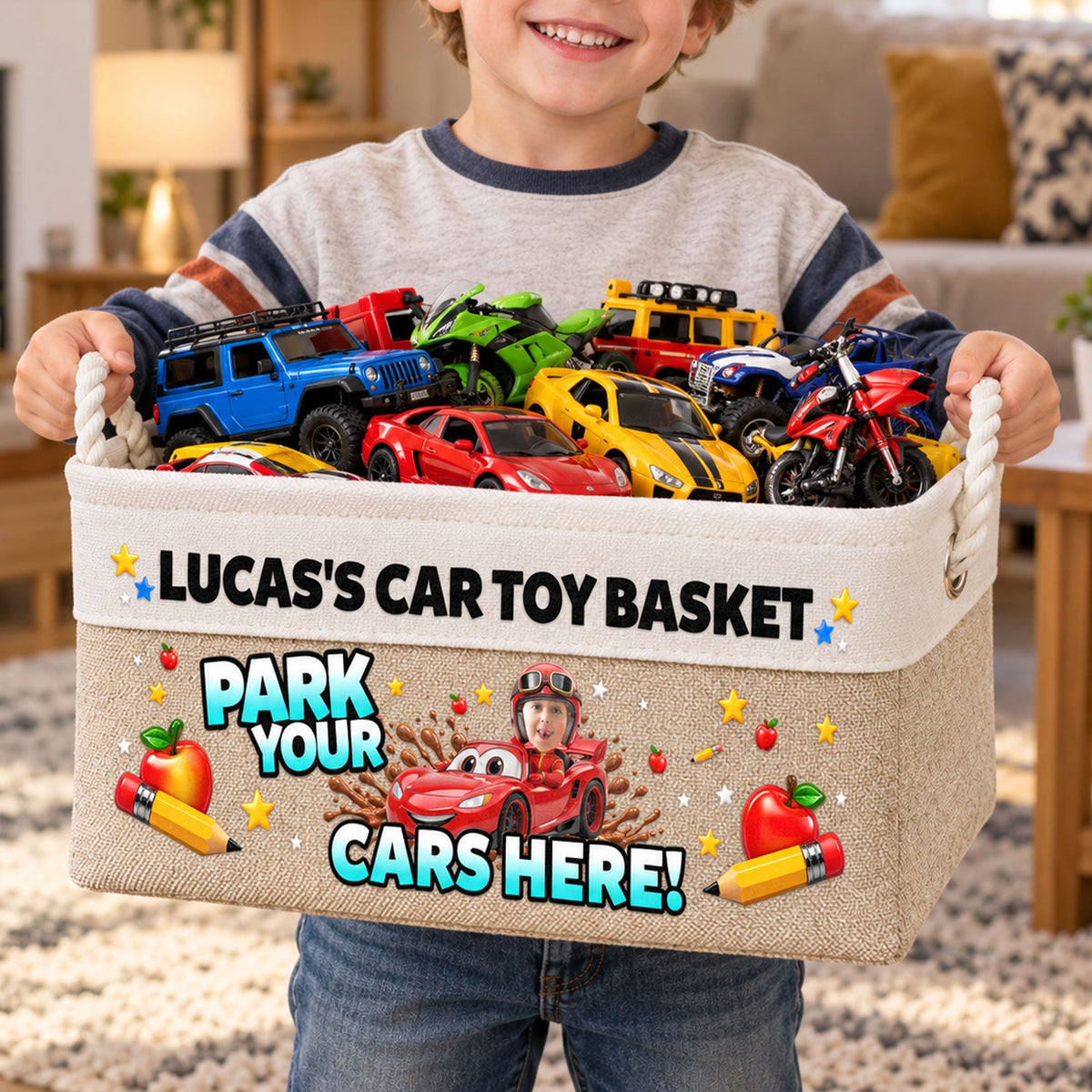 Kid Car Toy Room Decor - Personalized Storage Basket