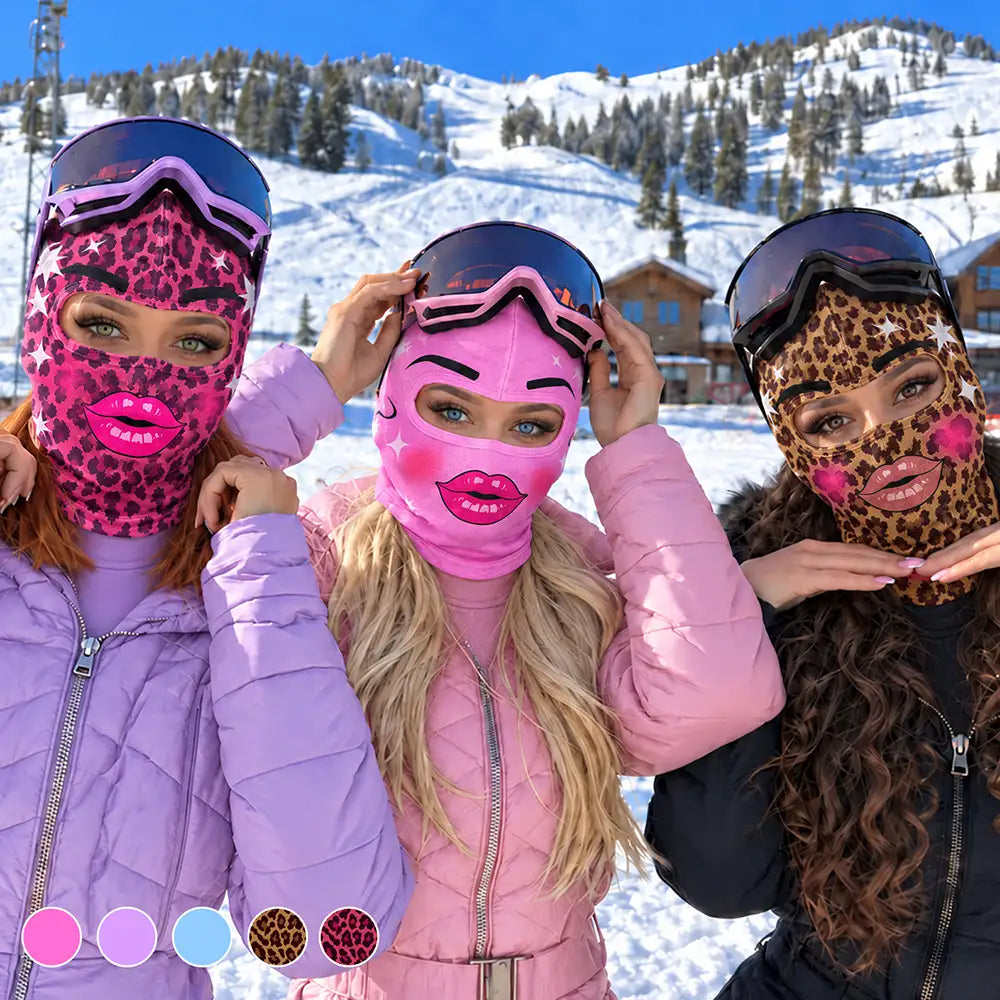 Funny Matching Gift For Skier Besties - Personalized Glam Face Balaclava Face Mask