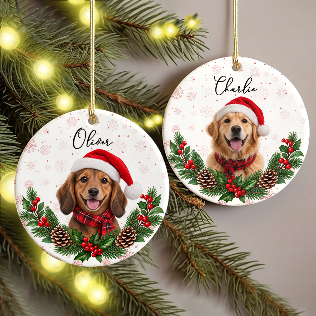 Personalized Pet Christmas Ceramic Ornament - Custom Dog Cat Xmas Keepsake Gift TH10 171299