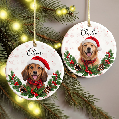 Personalized Pet Christmas Ceramic Ornament - Custom Dog Cat Xmas Keepsake Gift TH10 171299