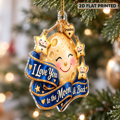 Grandma Grandkids Moon & Stars 2D Flat - Personalized Acrylic Ornament - Christmas Gift For Grandma