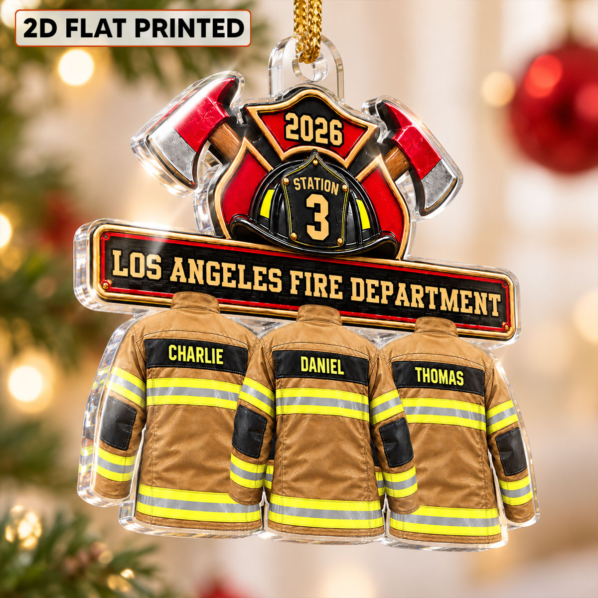 Firefighter Group Squad And Team - Personalized Acrylic Ornament - Christmas Gift For Firefighter Squad, Station, Department