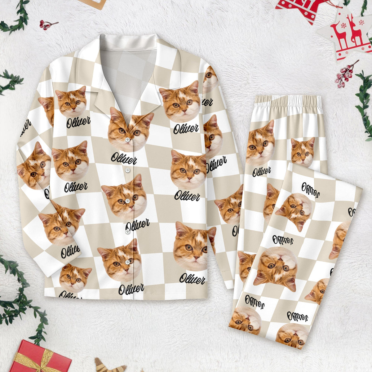 Molt Custom Dog Cat Face Gingham Pattern Pajamas For Dog Cat Lovers Lm32 897259