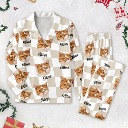 Molt Custom Dog Cat Face Gingham Pattern Pajamas For Dog Cat Lovers Lm32 897259