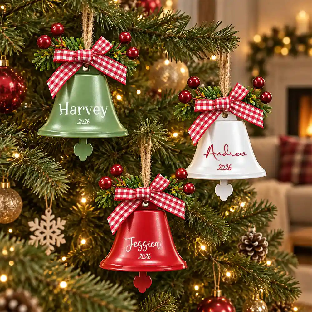 Family Christmas Gift - Personalized Custom Name Tree Hanging Decoration Bell Ornament