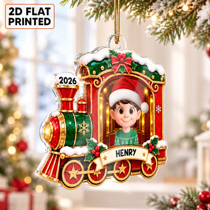 Sweet Baby Holiday Train - Personalized Acrylic Ornament - Christmas Gift For Boy Girl Grandkids