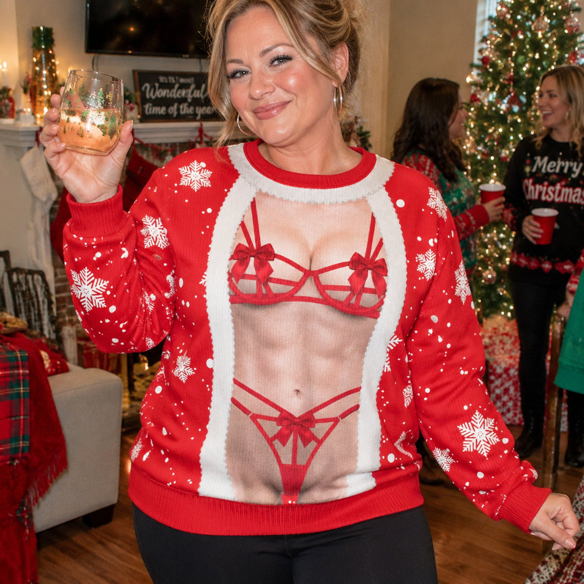 Funny 3D Lingerie T-Shirt, Body Illusion Tee, Sexy Costume Shirt, Novelty Party Top - Personalized Sweater
