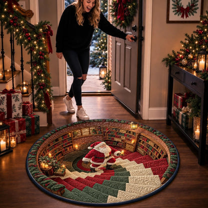 Custom 3D Illusion Christmas Decor - Personalized Quilted Round Mat